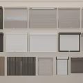 Various Window Blinds With Different Styles Colors And Designs For Home Interior 3d model