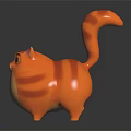 Chubby Orange Striped Cat Game Movie Character 3D Model on Dark Background