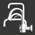 Multiple Silver Hardware Faucets with Different Designs on Black Reflective Background