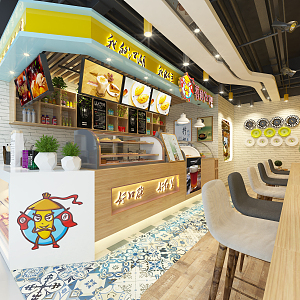 Nordic Milk Tea Shop Fashion Sweet Potato Shop 3d model