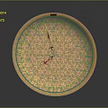 Elegant Round Clock With Golden Frame And Intricate Patterned Dial 3d model