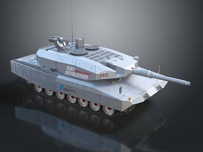 Modern Gray Military Tank With Tracked Chassis Main Gun And Turret Design 3d model