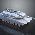 Modern Gray Military Tank With Tracked Chassis Main Gun And Turret Design