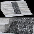 Outdoor Garden Ornament With Stone Steps And Cascading Water Feature