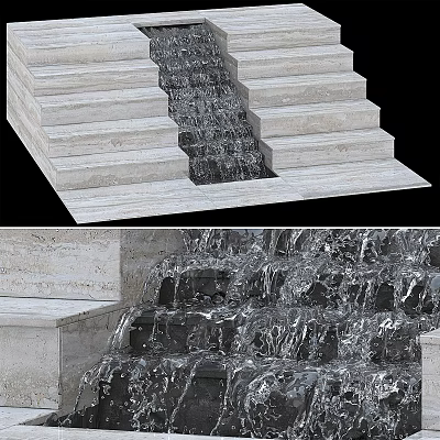 Outdoor Garden Ornament With Stone Steps And Cascading Water Feature 3d model
