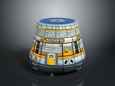 Creative Mars Themed Dome Shaped Living Supplies With Blue Yellow Design For Home Storage Decor 3d model