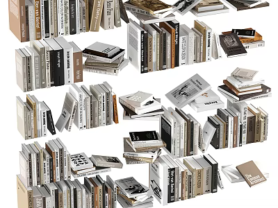 Diverse Stacked Books And Magazines With Various Genres And Cover Styles 3d model