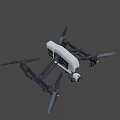 3D Model of White Drone With Black Structure Camera and Red Square Logo 3d model