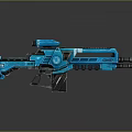 Blue Sci Fi Weapon With Complex Structure Scope Barrel And Black Details 3d model