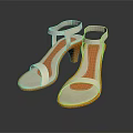 Stylish White And Orange High Heel Sandals With Ankle Straps For Summer Wear