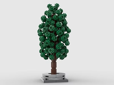 Building Blocks Tree with Brown Trunk Green Foliage and Gray Base 3d model Building Blocks Tree with Brown Trunk Green Foliage and Gray Base 3d model