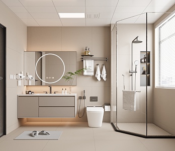 Modern toilet shower bathroom cabinet 3d model