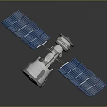 Satellite With Blue Solar Panels White Main Body And Antenna Design