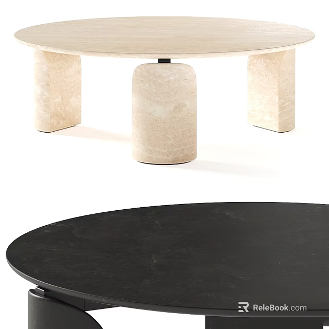 Functional Round Marble Table With Cylindrical Support Legs And Modern Design Structure 3d model