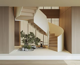 modern curved staircase 3d model