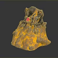 Stone Wood Volcano Sculpture With Orange Black Lava 3D Decorative Design