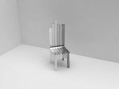Modern Minimalist Leisure Chair With Geometric Metal Frame In Indoor Corner Space 3d model