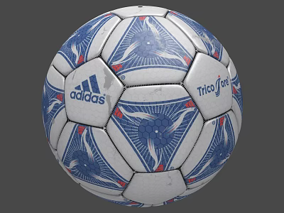 Adidas Tricolore Soccer Ball With Blue And White Decorative Patterns 3d model