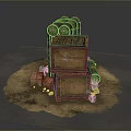 Weapon Storage Setup With Wooden Crates Metal Barrels On Dirt Ground Surface