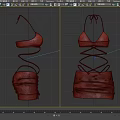 Fashionable Brown Bikini Set With Strappy Top And Mesh Skirt Design