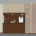 Middle Style Wine Cabinet Sideboard 3d model