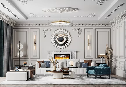 Jane European Living Room Villa Living Room Sofa Coffee Table Combination 3d model