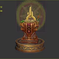 Intricate Functional Table with Golden Decorations Carved Base and Fantasy Design Elements