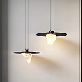 Stylish Modern Pendant Lights With Black Circular Canopy And Stone Light Body On White Wall
