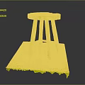 Rustic Wooden Stool With Round Seat On Blue Wooden Plank Base