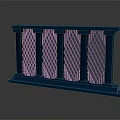 Blue Decorative Wall Railing With Pillars And Diamond Grid Design 3d model