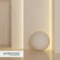 Beige Sphere Component In Modern Interior With Smooth Surface And Warm Lighting