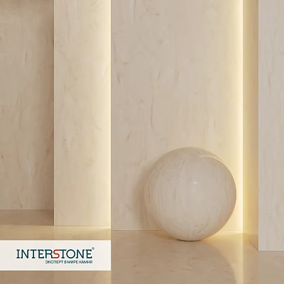 Beige Sphere Component In Modern Interior With Smooth Surface And Warm Lighting 3d model