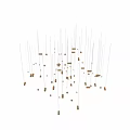 Modern Contemporary Chandelier Design With Hanging Glass Metal Strips And Illuminated Lights