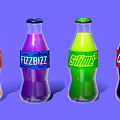 Colorful Bottled Beverages With Vibrant Orange Purple Green And Brown Labels