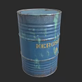Blue Industrial Kerosene Barrel With Rusty Surface And Visible Label 3d model