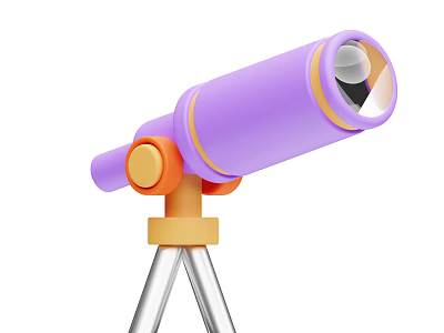 Decorative Ornament Set Purple Telescope with Orange Accents and Tripod Stand for Home Decor 3d model