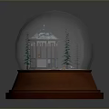 Snow Globe Featuring Blue Roof Gazebo Pine Trees Snow And Small Lights On Red Base