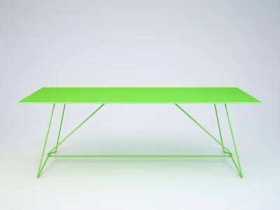 Modern Bright Green Rectangular Dining Table With Sleek Metal Legs Design 3d model