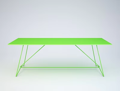 Modern Bright Green Rectangular Dining Table With Sleek Metal Legs Design 3d model