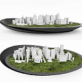 Sand Table Model of Urban Buildings with Green Grass and Miniature Landscape