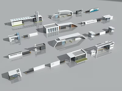 Modern Building Facades With Various Architectural Models White And Glass Elements Showcasing Sleek Contemporary Designs 3d model