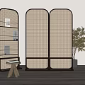 Rattan Wooden Partition Screen 3d model