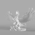 Garden Landscape Phoenix Sculpture With Spread Wings And Leaf Base Design 3d model