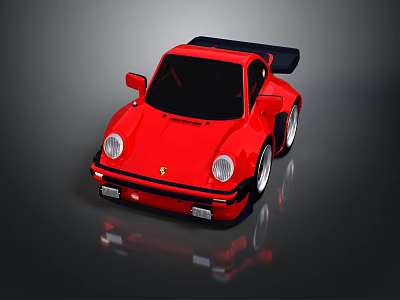 Sleek Red Sports Car Featuring Black Roof Rear Spoiler And Silver Wheels 3d model