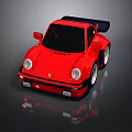 Sleek Red Sports Car Featuring Black Roof Rear Spoiler And Silver Wheels