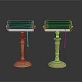 Vintage Table Lamps With Green Shades And Golden Bases Classic Design