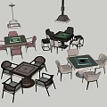 Mahjong Table And Chair Sets In Various Styles With Modern Design And Different Colors 3d model