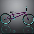 Modern Purple BMX Bicycle With Blue Glowing Wheels And Reflective Surface