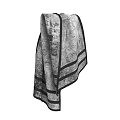 Black And White Patterned Scarf With Black Trim Edges Soft Texture Design