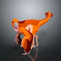 Orange Low Poly Style Dinosaur Model With Dynamic Pose And Reflective Surface 3d model
